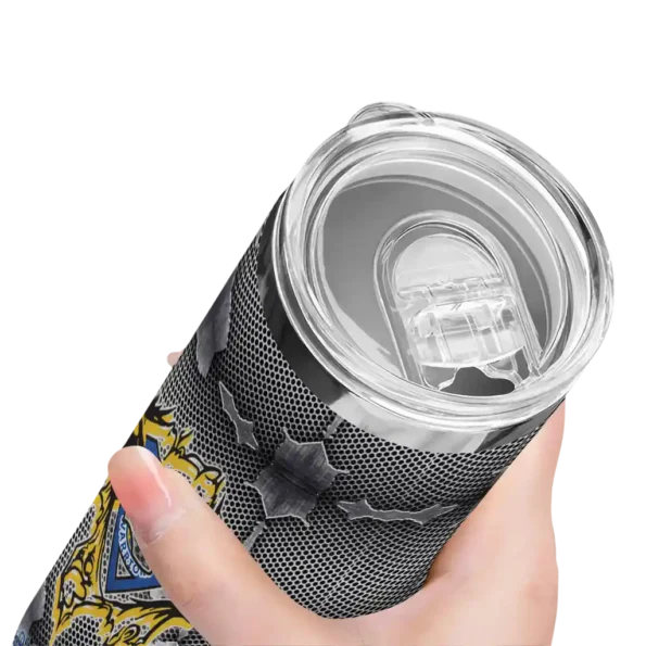 personalized golden state warriors chevron v blue gray skinny tumbler high quality.webp