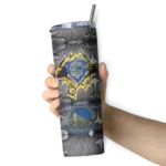 personalized golden state warriors chevron v blue gray skinny tumbler best selling 1.webp