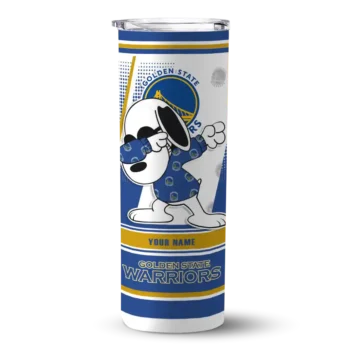 personalized golden state warriors snoopy dog blue white skinny tumbler best selling 1.webp