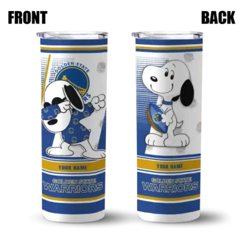 personalized golden state warriors snoopy dog blue white skinny tumbler fashion forward 1.webp