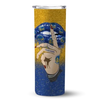 personalized golden state warriors sparkle lips blue skinny tumbler best selling 1.webp