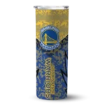 personalized golden state warriors spiral burst print blue skinny tumbler best selling 1.webp