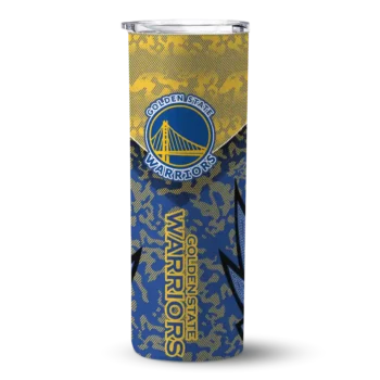 personalized golden state warriors spiral burst print blue skinny tumbler best selling 1.webp