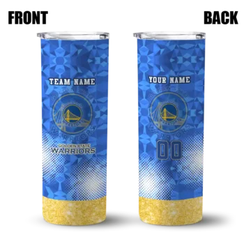 personalized golden state warriors starburst tiles blue skinny tumbler fashion forward.webp