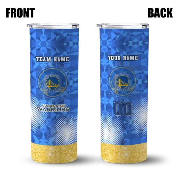 personalized golden state warriors starburst tiles blue skinny tumbler fashion forward.webp