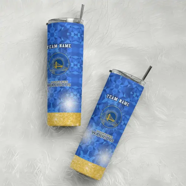 personalized golden state warriors starburst tiles blue skinny tumbler top rated.webp