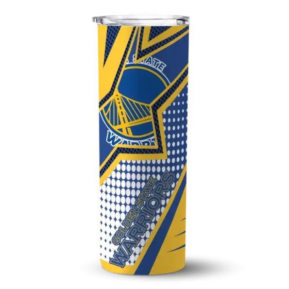 personalized golden state warriors web stripes blue white skinny tumbler best selling 1.webp