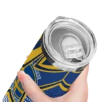 personalized golden state warriors web stripes blue white skinny tumbler best selling 1.webp