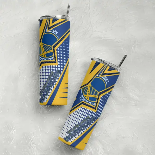 personalized golden state warriors web stripes blue white skinny tumbler top rated.webp