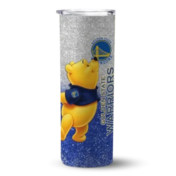 personalized golden state warriors winnie the pooh blue gray skinny tumbler best selling.webp