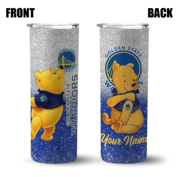 personalized golden state warriors winnie the pooh blue gray skinny tumbler fashion forward.webp