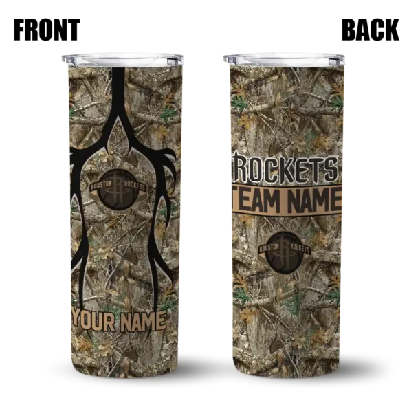 personalized houston rockets antler flow camo skinny tumbler fashion forward.webp