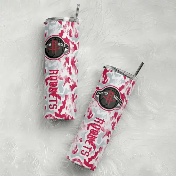 personalized houston rockets claw marks red white skinny tumbler top rated.webp