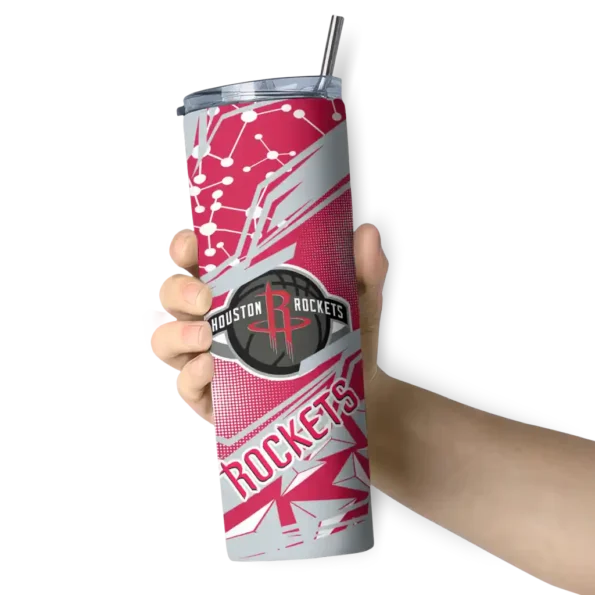 personalized houston rockets helmet clash red skinny tumbler premium grade.webp