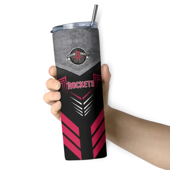 personalized houston rockets hexagon honeycomb red black skinny tumbler premium grade.webp