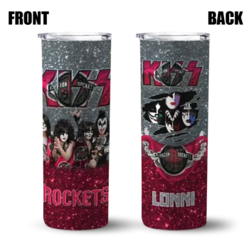 personalized houston rockets kiss band grey skinny tumbler fashion forward.webp