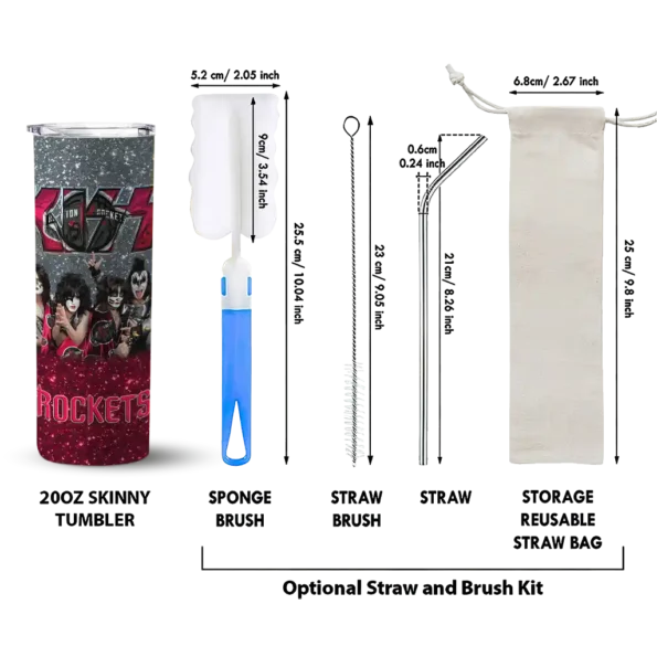 personalized houston rockets kiss band grey skinny tumbler new arrival.webp