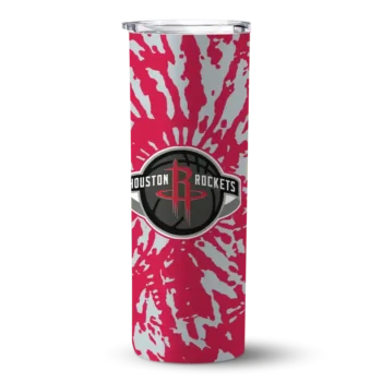 personalized houston rockets metallic grid red skinny tumbler best selling 1.webp