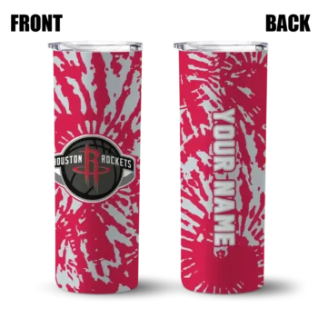 personalized houston rockets metallic grid red skinny tumbler fashion forward.webp