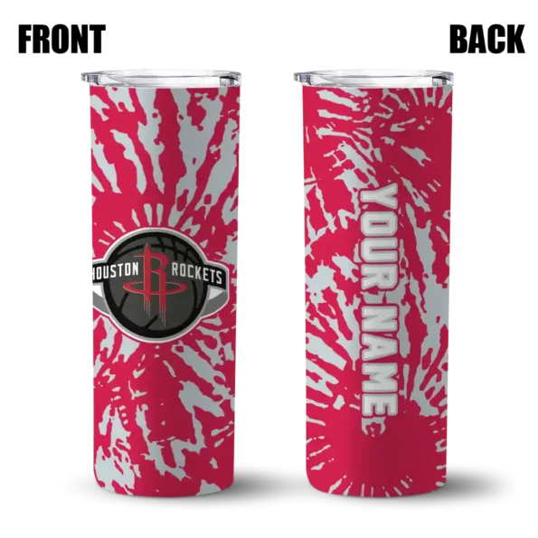 personalized houston rockets metallic grid red skinny tumbler fashion forward.webp