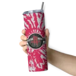 personalized houston rockets metallic grid red skinny tumbler best selling 1.webp