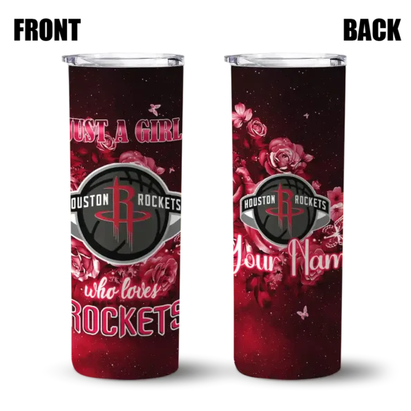 personalized houston rockets rose romance red black skinny tumbler fashion forward.webp