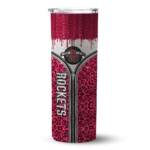 personalized houston rockets sparkle drip red skinny tumbler best selling 1.webp