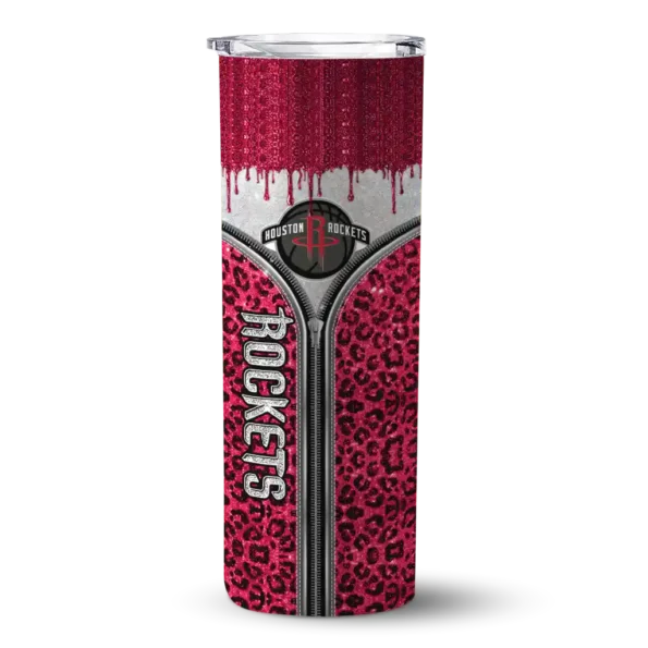 personalized houston rockets sparkle drip red skinny tumbler best selling 1.webp