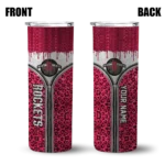personalized houston rockets sparkle drip red skinny tumbler best selling 1.webp