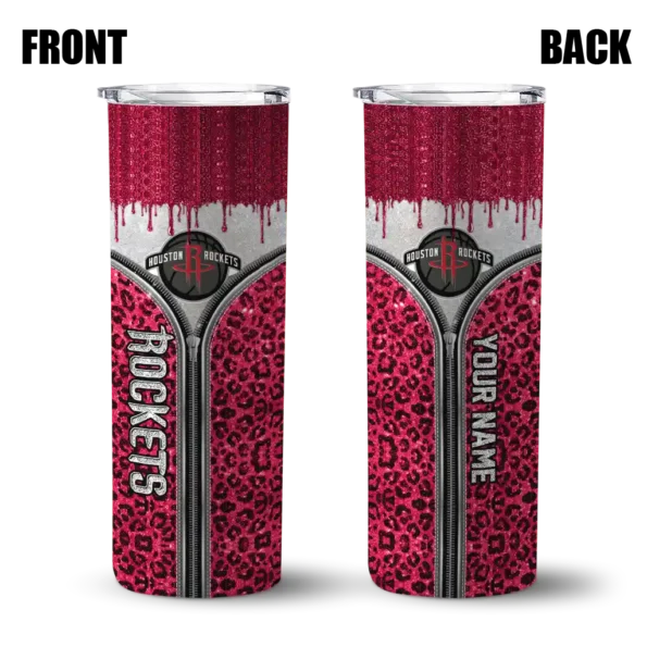 personalized houston rockets sparkle drip red skinny tumbler fashion forward.webp