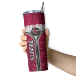 personalized houston rockets sparkle drip red skinny tumbler best selling 1.webp