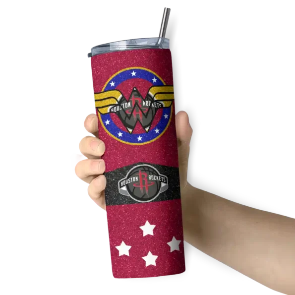 personalized houston rockets star cluster red skinny tumbler premium grade.webp