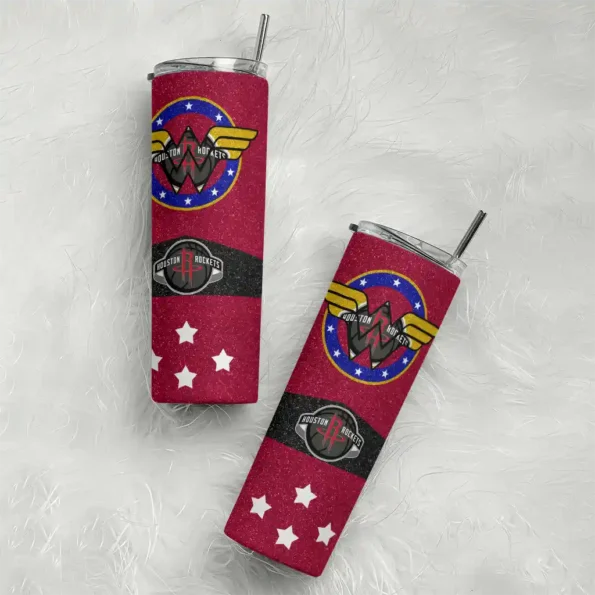 personalized houston rockets star cluster red skinny tumbler top rated.webp