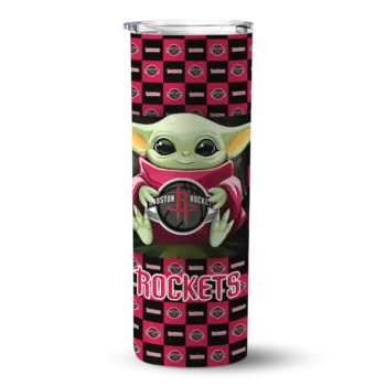 personalized houston rockets yoda cozy red black skinny tumbler best selling 1.webp