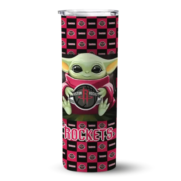 personalized houston rockets yoda cozy red black skinny tumbler best selling 1.webp
