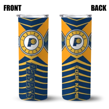 personalized indiana pacers camo texture blue skinny tumbler fashion forward.webp