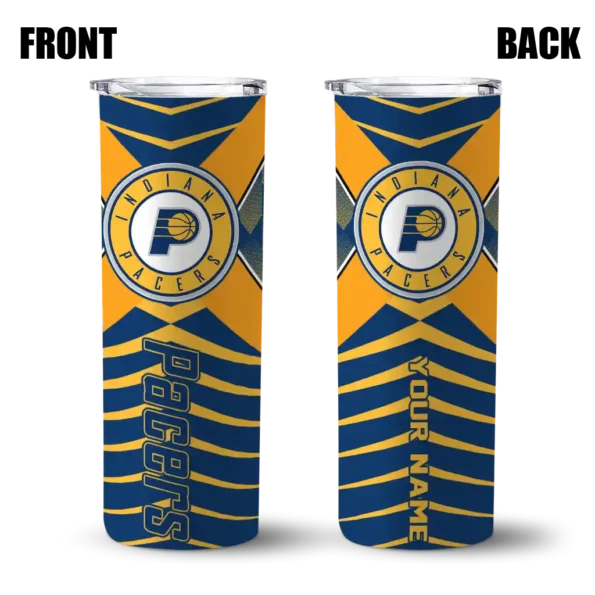 personalized indiana pacers camo texture blue skinny tumbler fashion forward.webp