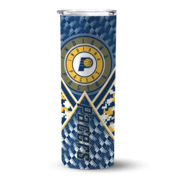 personalized indiana pacers monogram burst blue white skinny tumbler best selling 1.webp