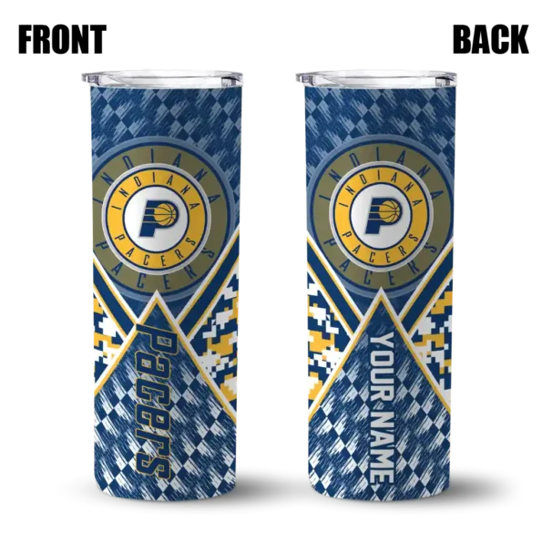 personalized indiana pacers monogram burst blue white skinny tumbler fashion forward.webp