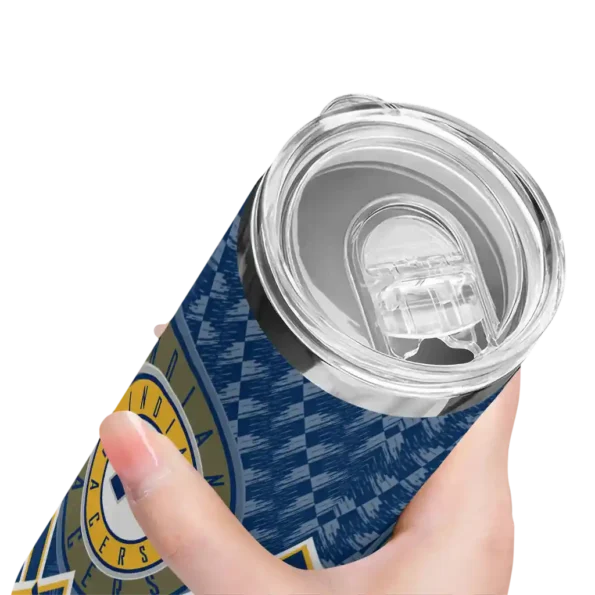 personalized indiana pacers monogram burst blue white skinny tumbler high quality.webp