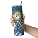 personalized indiana pacers monogram burst blue white skinny tumbler best selling 1.webp