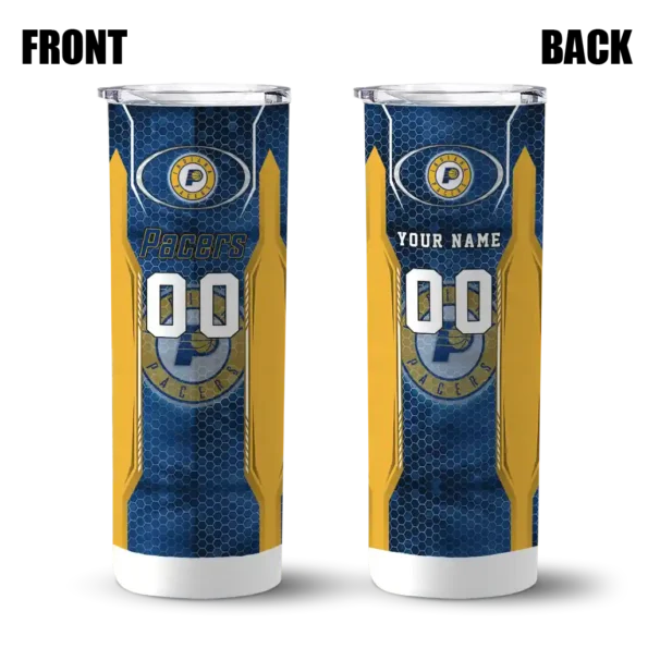 personalized indiana pacers stacked diamond blue skinny tumbler fashion forward.webp