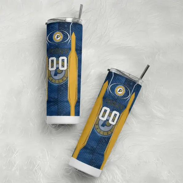 personalized indiana pacers stacked diamond blue skinny tumbler top rated.webp