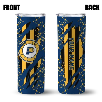 personalized indiana pacers star pop blue black skinny tumbler fashion forward.webp