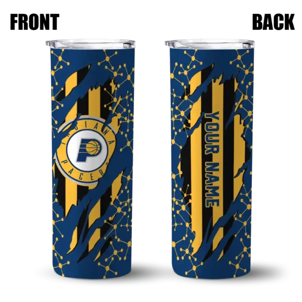 personalized indiana pacers star pop blue black skinny tumbler fashion forward.webp