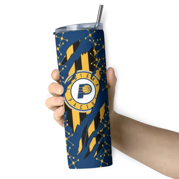 personalized indiana pacers star pop blue black skinny tumbler premium grade.webp