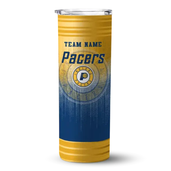personalized indiana pacers swirl texture blue skinny tumbler best selling 1.webp
