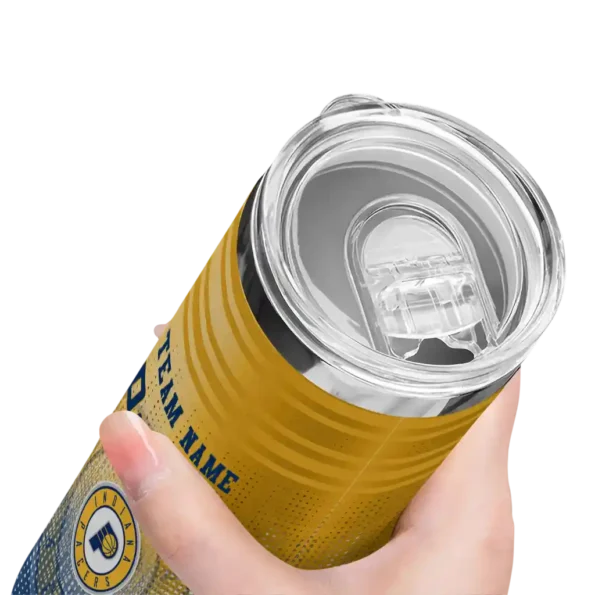 personalized indiana pacers swirl texture blue skinny tumbler high quality.webp