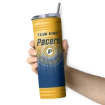 personalized indiana pacers swirl texture blue skinny tumbler best selling 1.webp