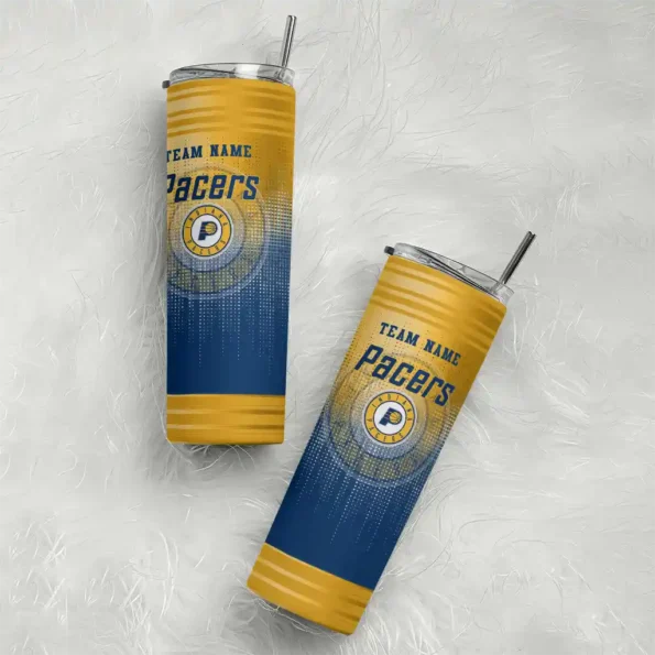 personalized indiana pacers swirl texture blue skinny tumbler top rated.webp